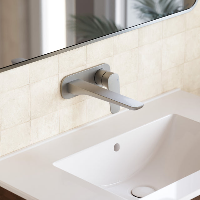 Caroma Contura II 180mm Wall Basin/Bath Mixer - Brushed Nickel