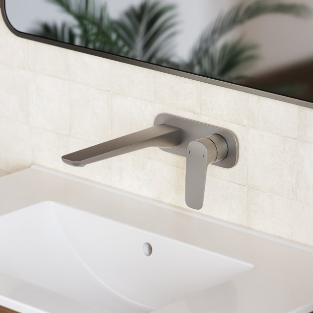 Caroma Contura II 180mm Wall Basin/Bath Mixer - Brushed Nickel