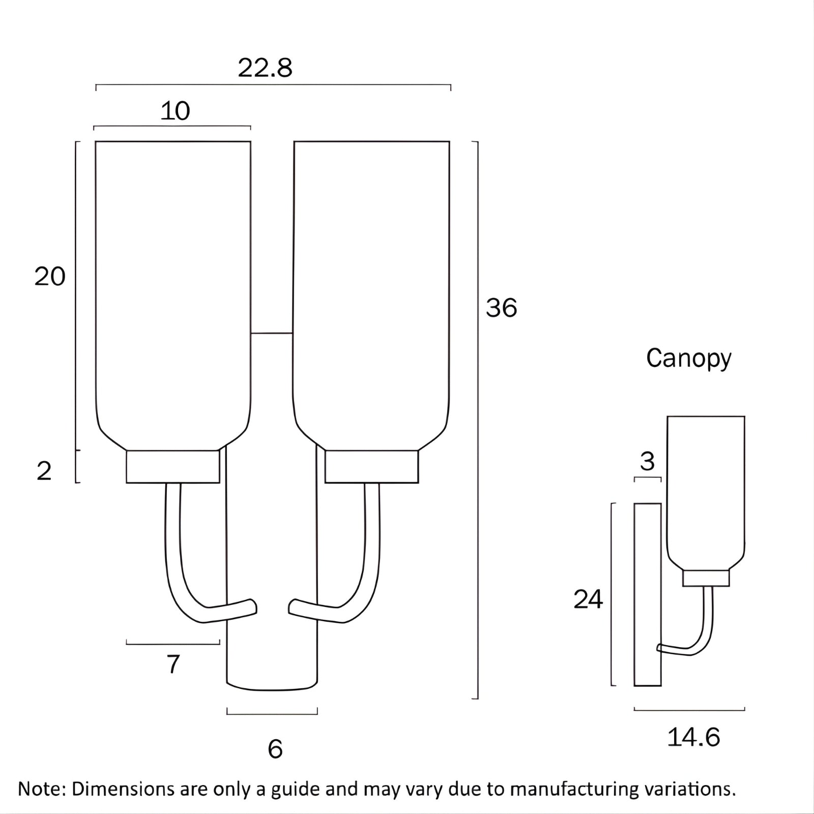 Telbix Sebring 2 Light Wall Light E27 SEBRINGWB2-BKO - The Blue Space