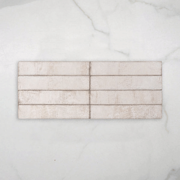 Tenerife White Gloss Cushioned Edge Ceramic Tile 107x530mm online at The Blue Space