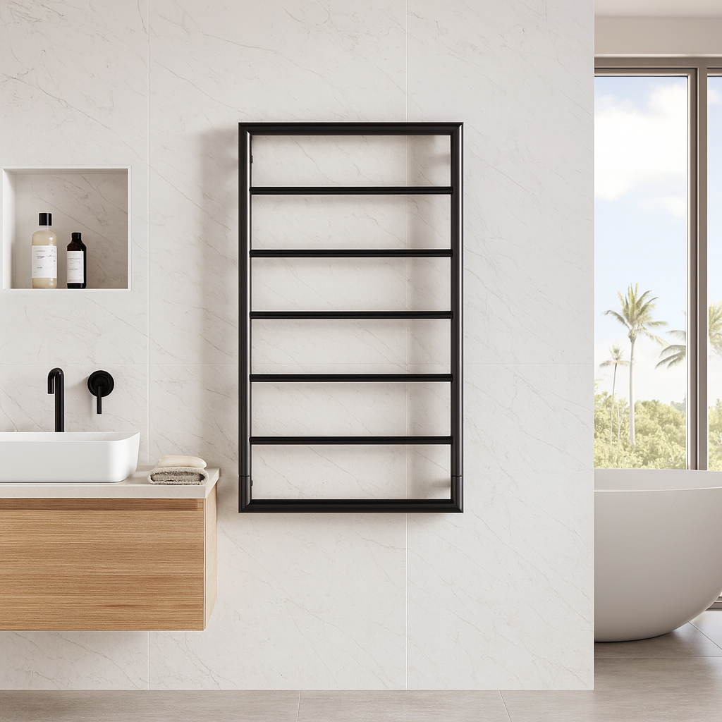 Thermogroup Jeeves Spartan Boxx Heated Towel Rail Satin Black 520mm