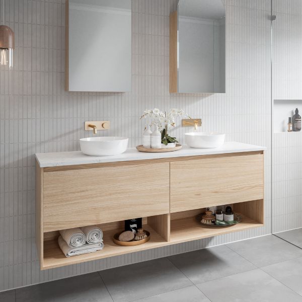 Timberline Karlie Wall Hung Ensuite Vanity with SilkSurface Top & Above Counter Basin - The Blue Space