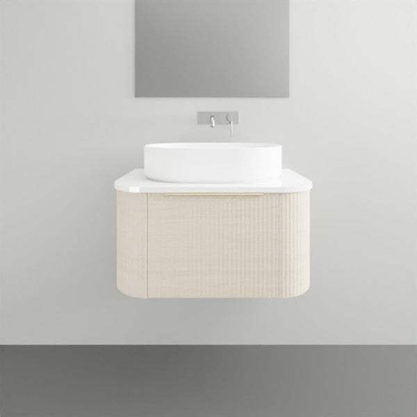 Timberline Santos Dockland Wall Hung Vanity with Silk Surface Top and Above Counter Basin - 750mm Single Basin | The Blue Space