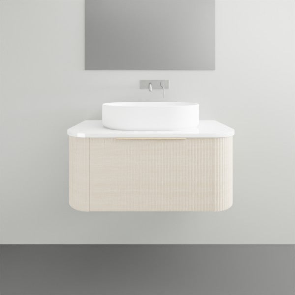 Timberline Santos Dockland Wall Hung Vanity with Silk Surface Top and Above Counter Basin - 900mm Single Basin | The Blue Space