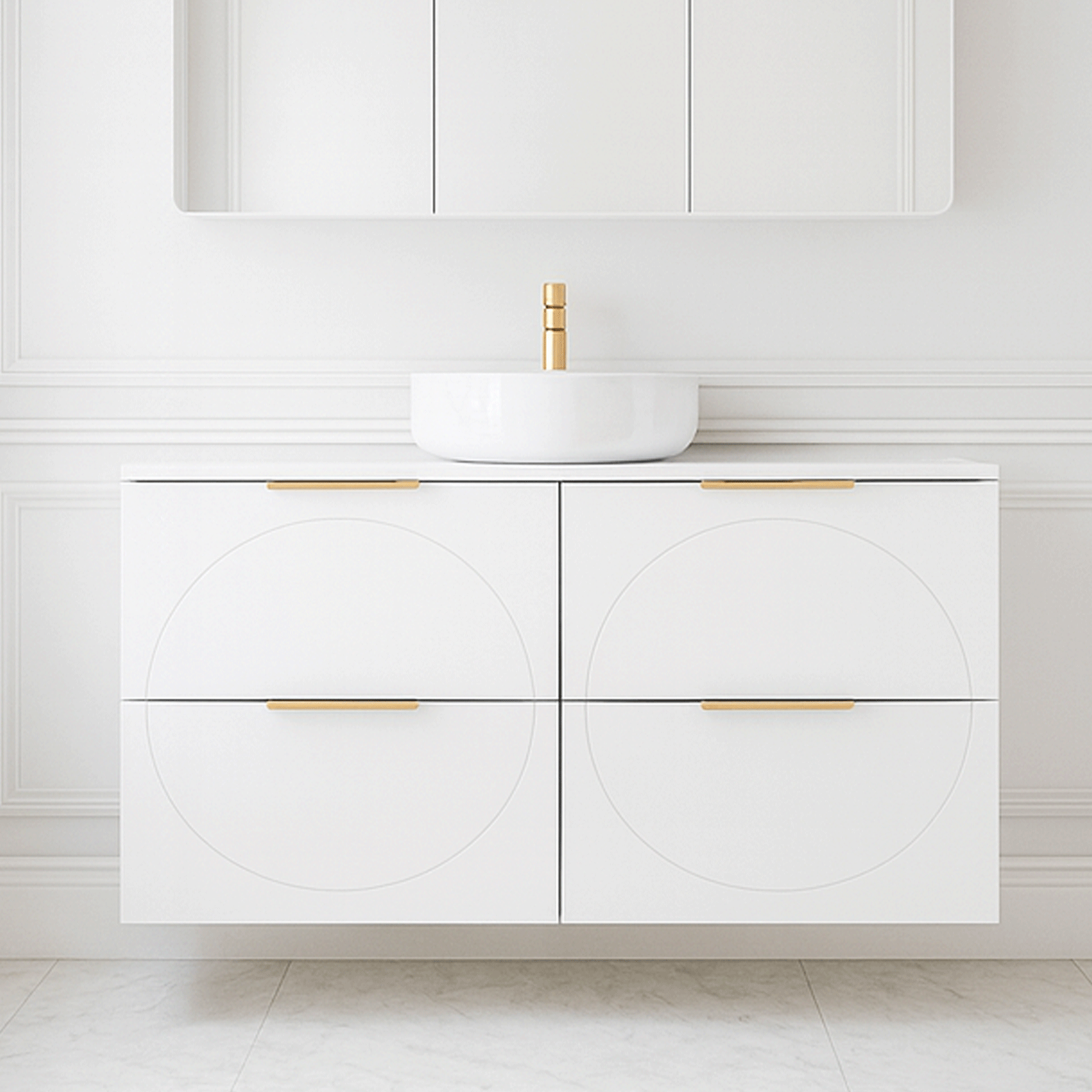 Timberline Sutherland House Retro Wall Hung Vanity in heritage style bathroom