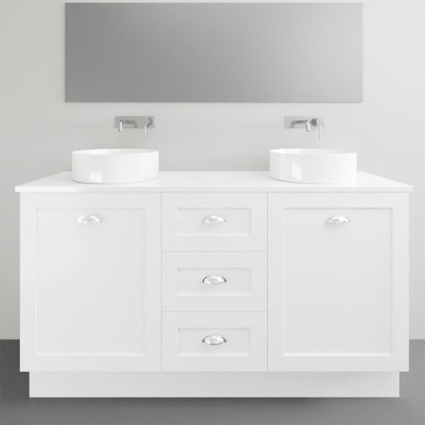 Timberline Victoria Floor Standing Vanity with Silksurface Freedom Top and Above Counter - 1500mm Double Basin | The Blue Space