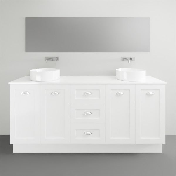 Timberline Victoria Floor Standing Vanity with Silksurface Freedom Top and Above Counter - 1800mm Double Basin | The Blue Space