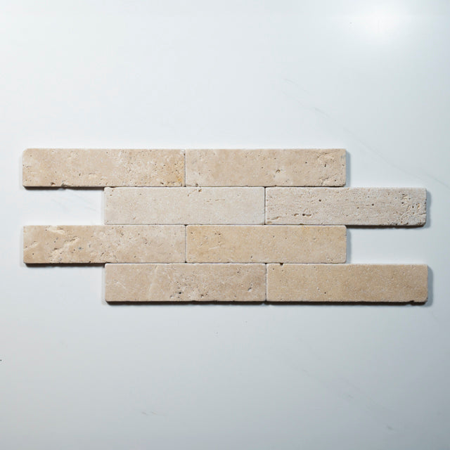 Tumbled Natural Beige Travertine Subway Tile 50mm x 200mm