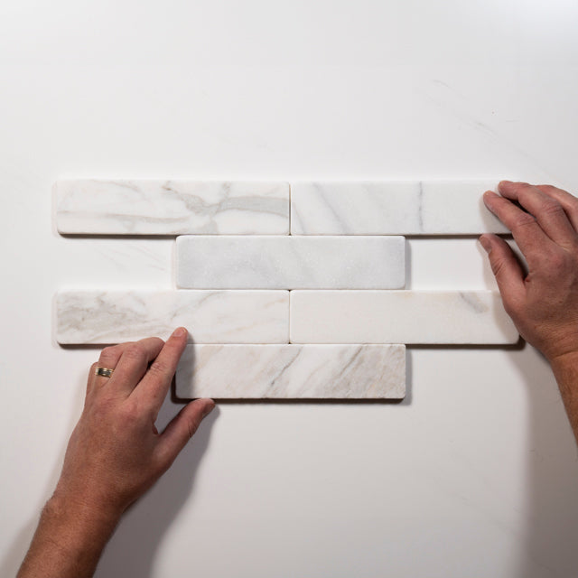 Tumbled Natural Calacatta Gold Marble Subway Tile 50mm x 200mm
