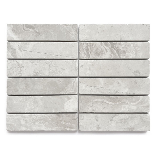 Tumbled Natural Grey Woodstone Subway Tile 50mm x 200mm. Natural stone tiles at The Blue Space