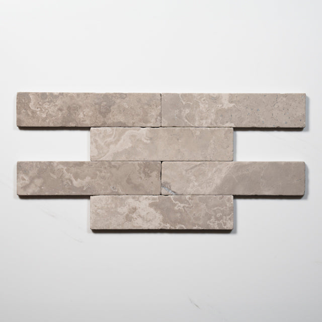 Tumbled Natural Grey Woodstone Subway Tile 50mm x 200mm