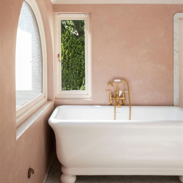 Turner Hastings Kirkham Ball 160 TitanCast Bath - Satin Silk in Mediterranean bathroom. Period style baths at The Blue Space