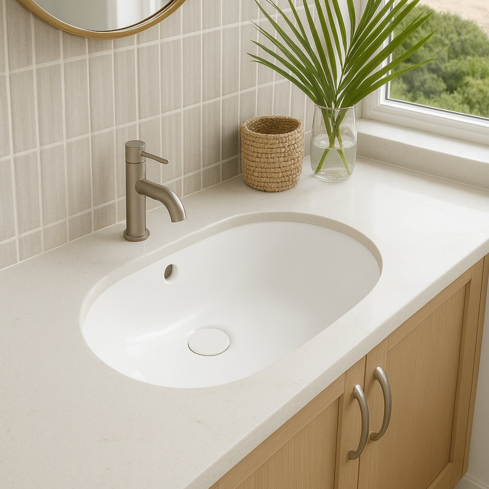 Lifestyle 2 Turner Hastings Narva 57x 39 Undercounter Pill Basin - Gloss White NA571UPB-GW - The Blue Space