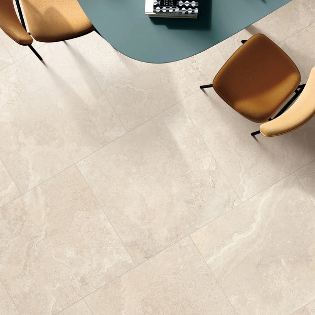 Tuscan Beige Travertine Look Tile 600mm x 600mm 6CRWBEM - The Blue Space