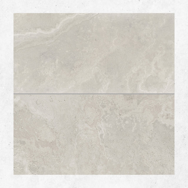 Tuscan Grey Travertine Look Tile 600mm x 1200mm 612CRWSVM - The Blue Space