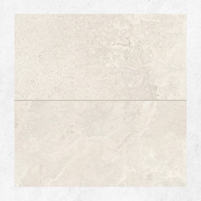 Tuscan White Travertine Look Tile 600mm x 1200mm 612CRWWHM - The Blue Space