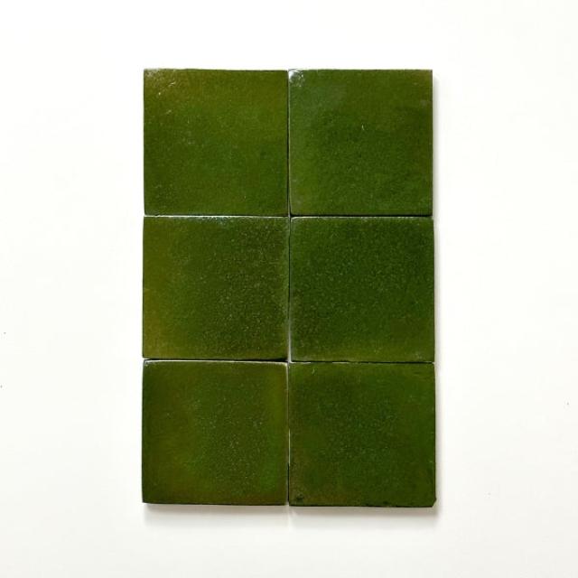 Green Evelyn Handmade Zellige 100 x 100 x 12mm | The Blue Space