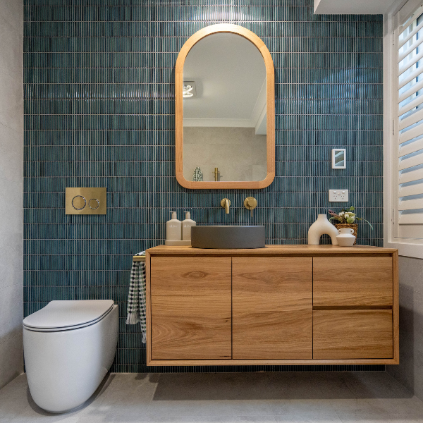 Middleton Jade Porcelain Mosaic Finger Tile 12x92mm - The Blue Space Real Reno