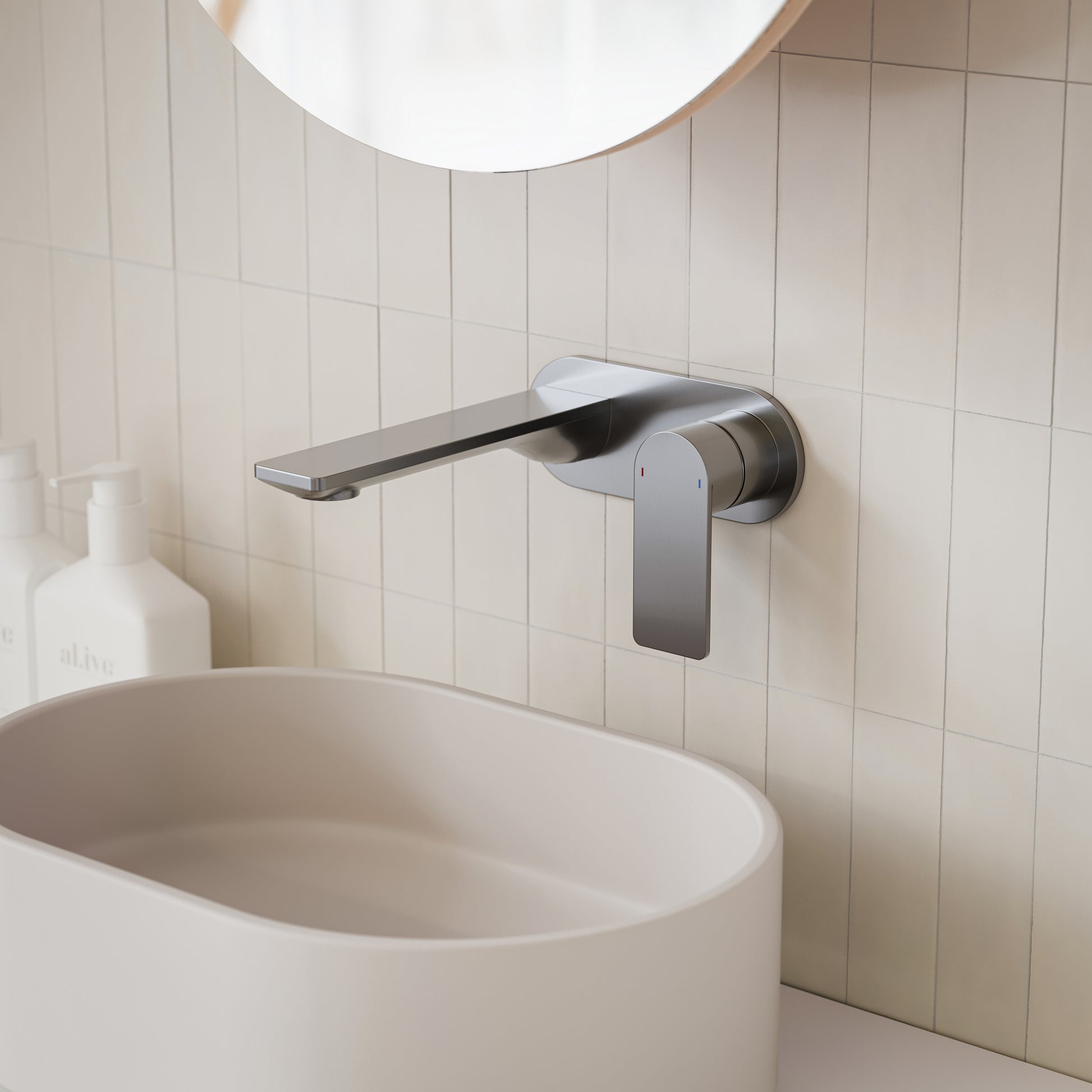 Caroma Urbane II 180mm Lead Free Wall Basin/Bath Mixer Round Gunmetal