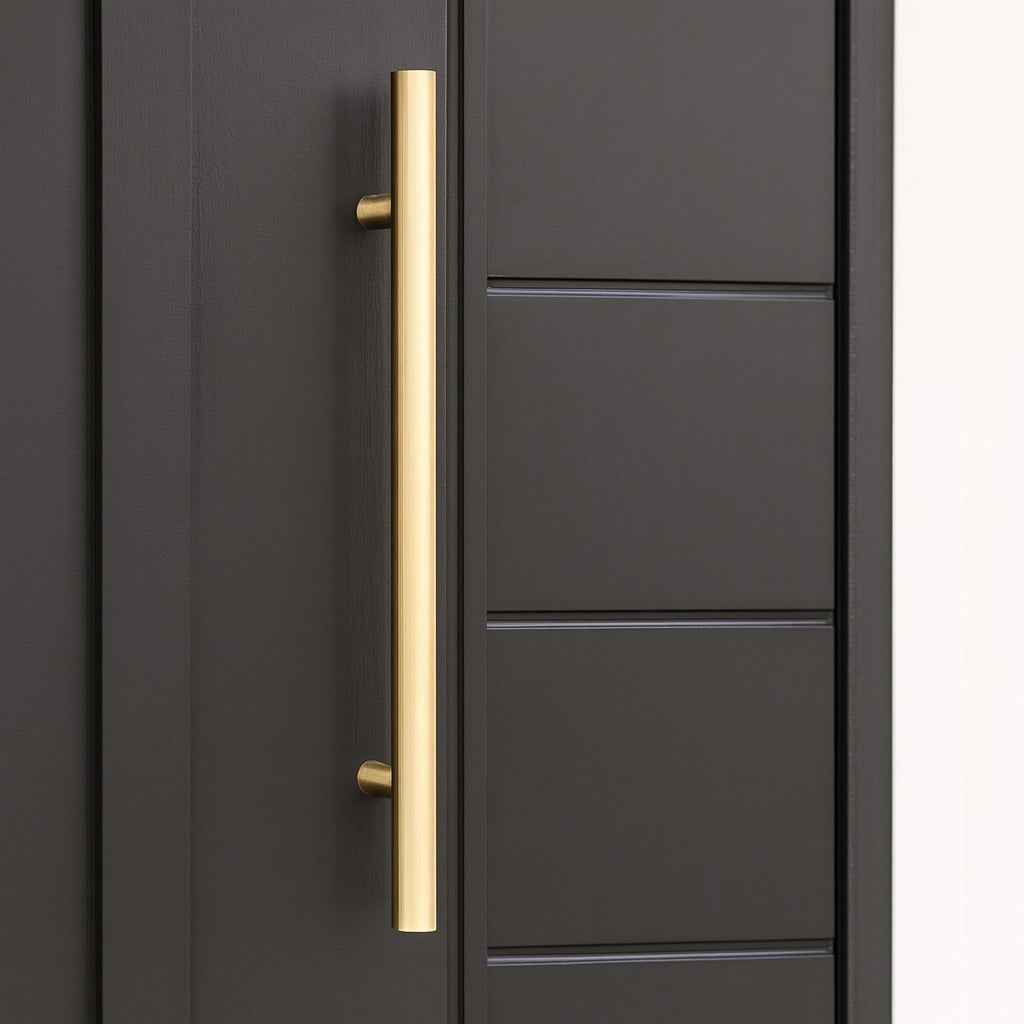 Zanda Satin Brass Round Pull Door Handle - Straight Pair - The Blue Space