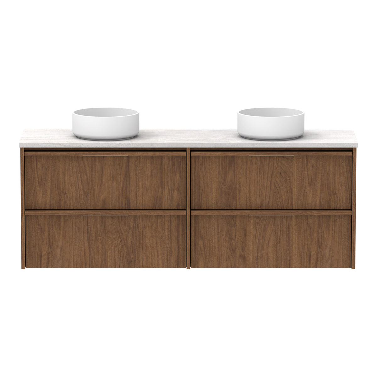 Front ADP Eli Ensuite 1500mm Double Bowl Wall Hung Vanity ELIEAW1500WHDDU - The Blue Space