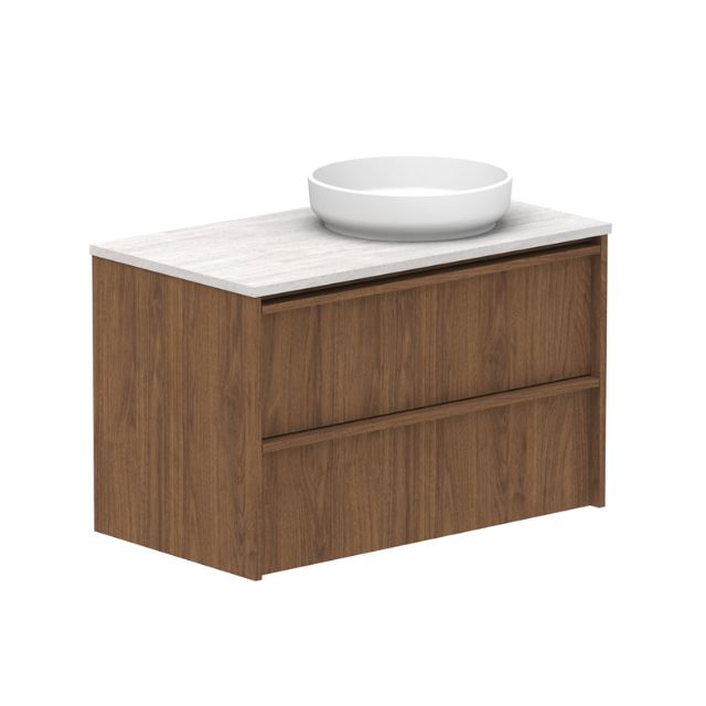 ADP Eli Wall Hung Vanity with Caesarstone Benchtop - 900mm Right Bowl ELIFAW0900WHRCS - The Blue Space