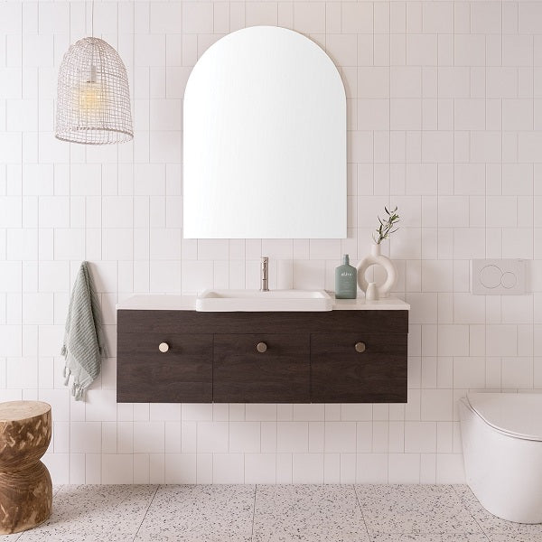 ADP Glacier Pro Semi Recessed Door & Drawer Slim 1200mm Centre Bowl vanity with Solid Surface top - The Blue Space