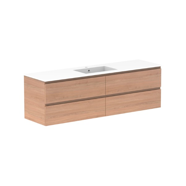 Glacier Full Depth All Drawer Twin 1800mm Wall Hung Centre Bowl in Cast Marble Moulded Top | The Blue Space