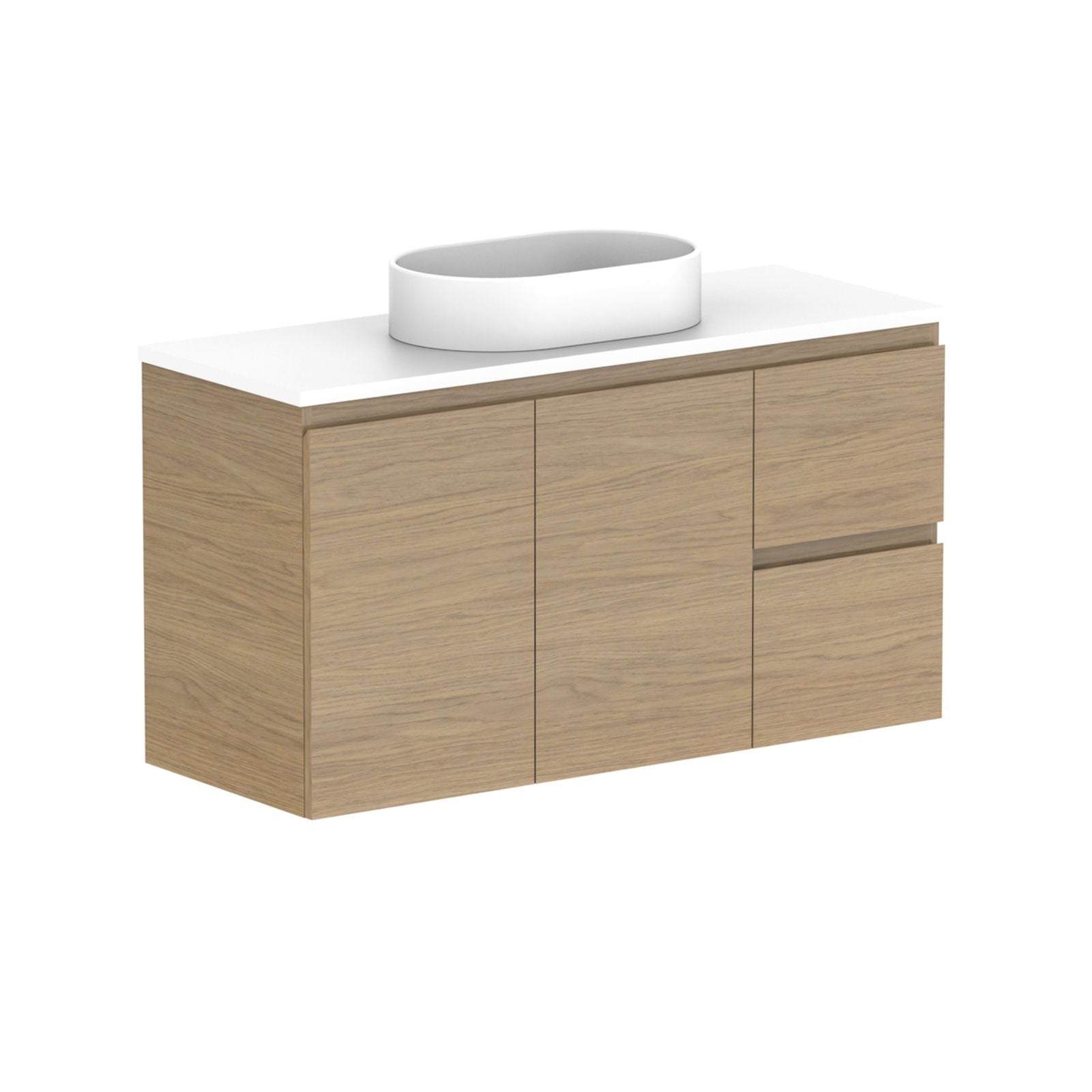 ADP Glacier Lite Ensuite Door and Drawer Twin Vanity with Cherry Pie Top 1050mm Centre Bowl GLLECW1050WHCCP - The Blue Space