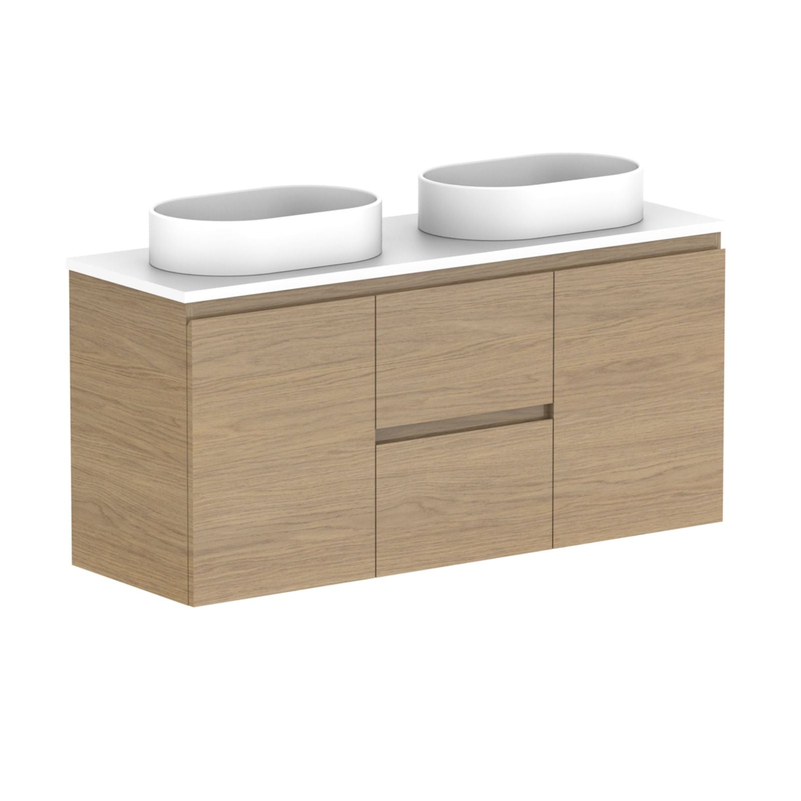 ADP Glacier Lite Ensuite Door and Drawer Twin Vanity with Cherry Pie Top 1200mm Double Bowl GLLECW1200WHDCP - The Blue Space