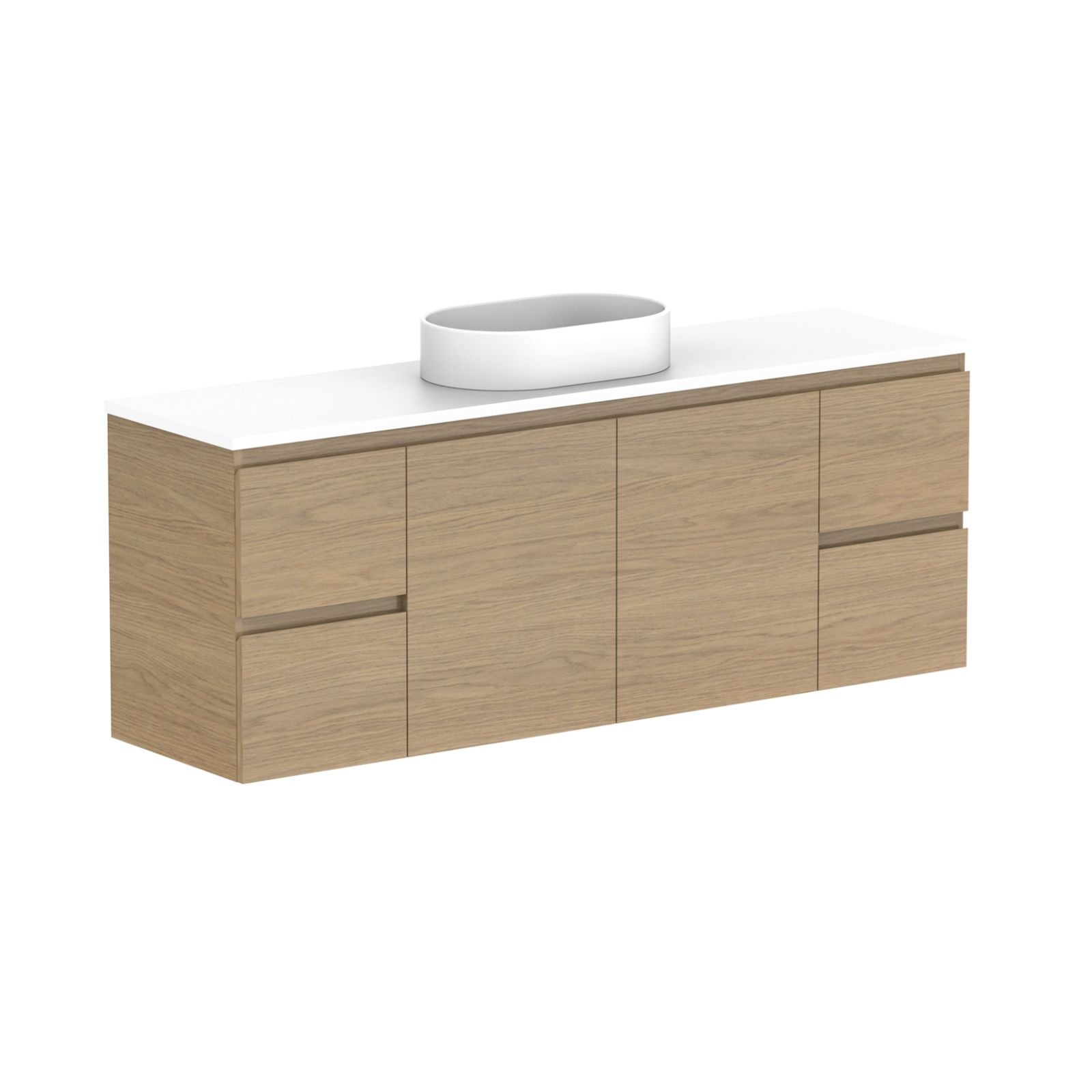 ADP Glacier Lite Ensuite Door and Drawer Twin Vanity with Cherry Pie Top 1500mm Centre Bowl GLLECW1500WHCCP - The Blue Space
