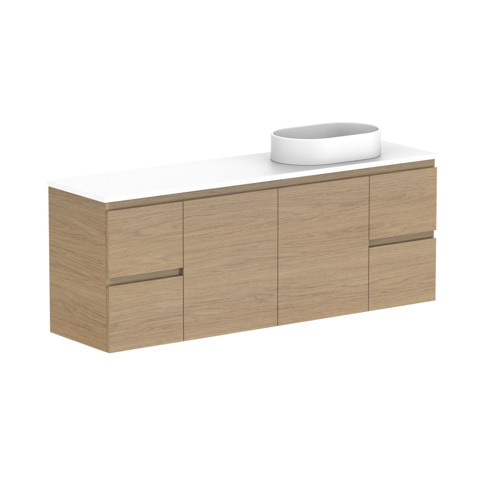 ADP Glacier Lite Ensuite Door and Drawer Twin Vanity with Cherry Pie Top 1500mm Right Bowl GLLECW1500WHRCP - The Blue Space