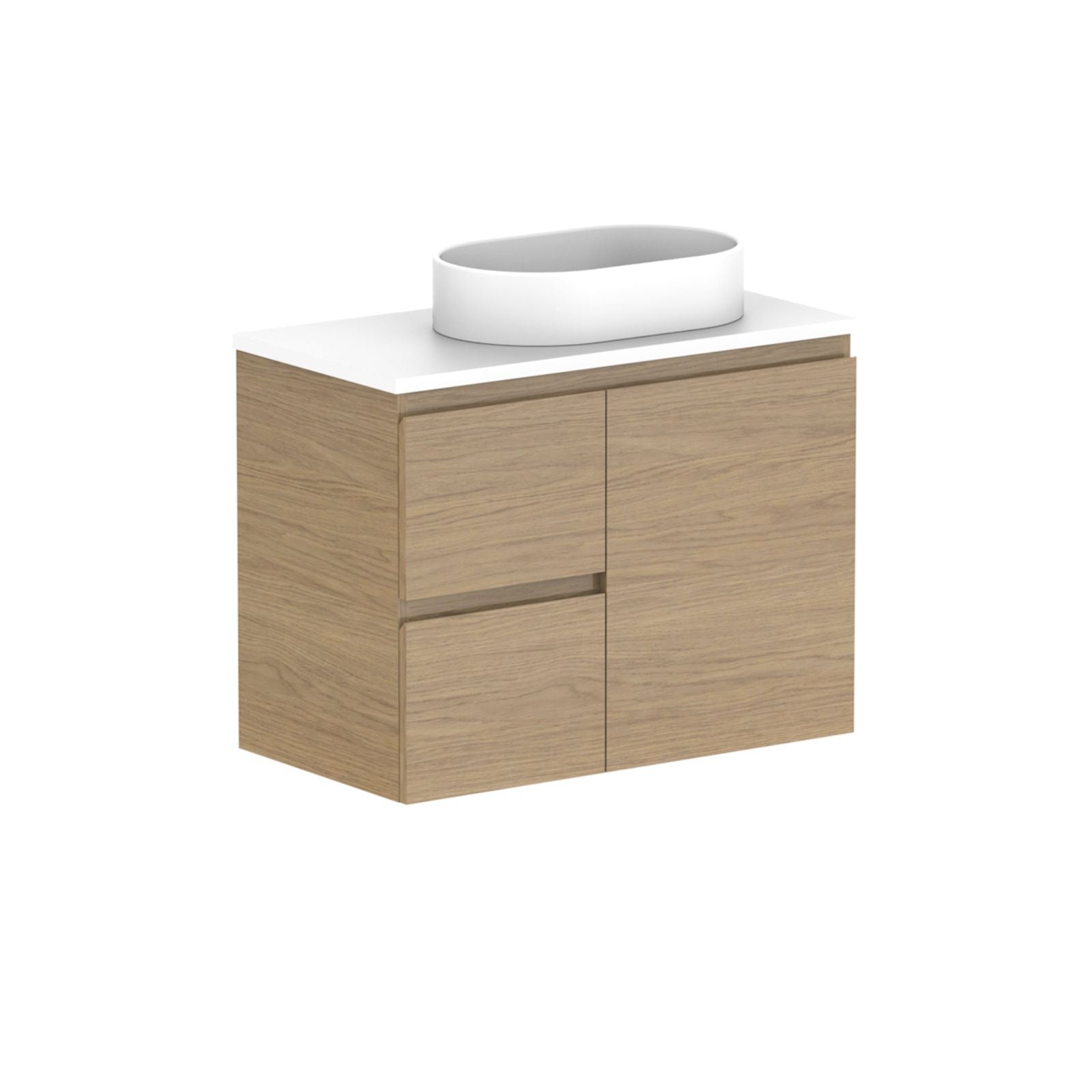 ADP Glacier Lite Ensuite Door and Drawer Twin Vanity with Cherry Pie Top 750mm Right Bowl GLLECW0750WHRCP - The Blue Space