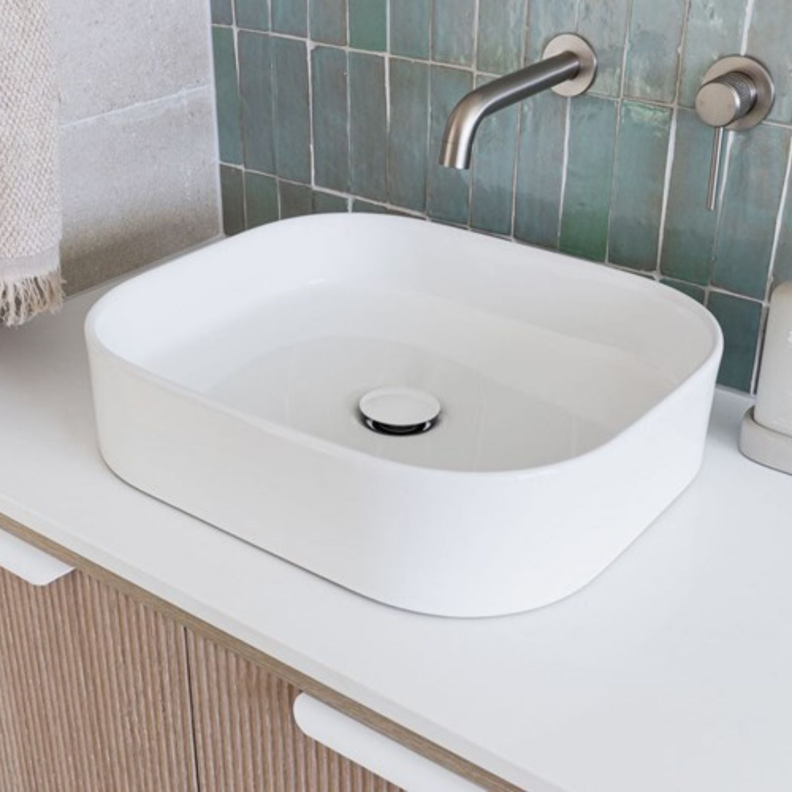 Lifestyle ADP Louie 450 x 470 Above Counter Basin Matte White TOPCLOU4537MW - The Blue Space