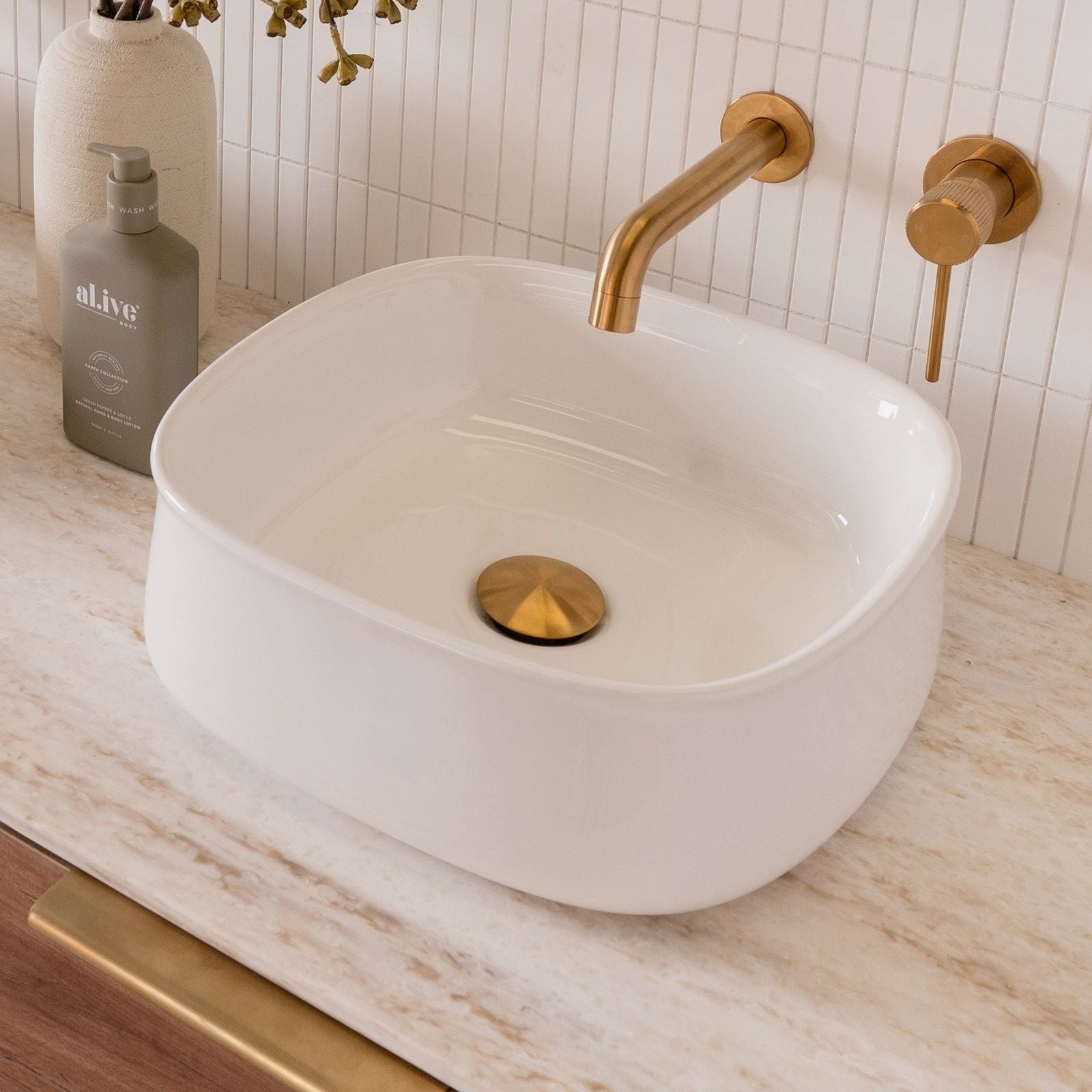 Lifestyle ADP Love 360 x 360 Above Counter Basin Gloss White TOPCLOV3636GW - The Blue Space