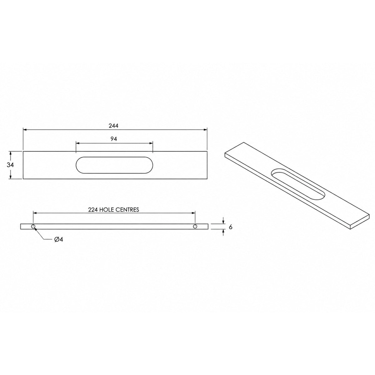 Line Drawing ADP Orbit Standard Handle Chrome HANDORBIT224CHR - The Blue Space