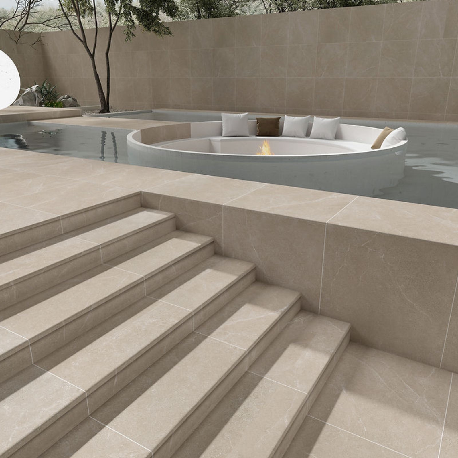 Lifestyle Ardenne Beige Travertine Look Porcelain Tile P4 600×600mm TURBE4 - The Blue Space
