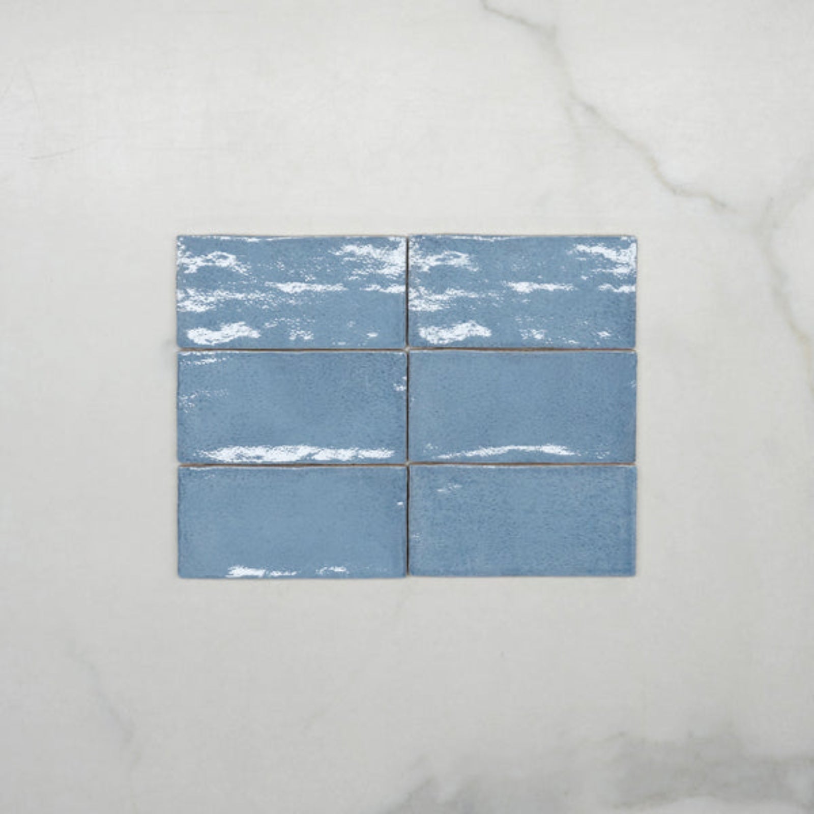 No Hand Ash Blue Dianna Hand Made Subway Tile 75 x 150 x 9mm Spanish Ceramic - The Blue Space