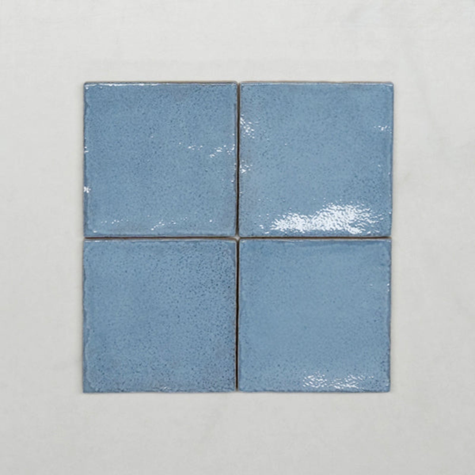 No Hand Ash Blue Dianna Zellige Tile 100 x 100 x 9mm Spanish Ceramic - The Blue Space