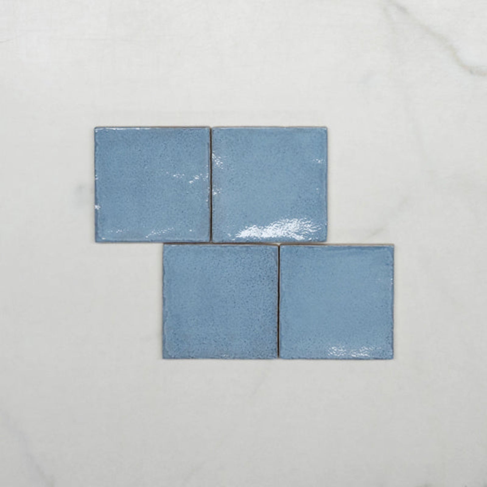 Pattern No Hand Ash Blue Dianna Zellige Tile 100 x 100 x 9mm Spanish Ceramic - The Blue Space