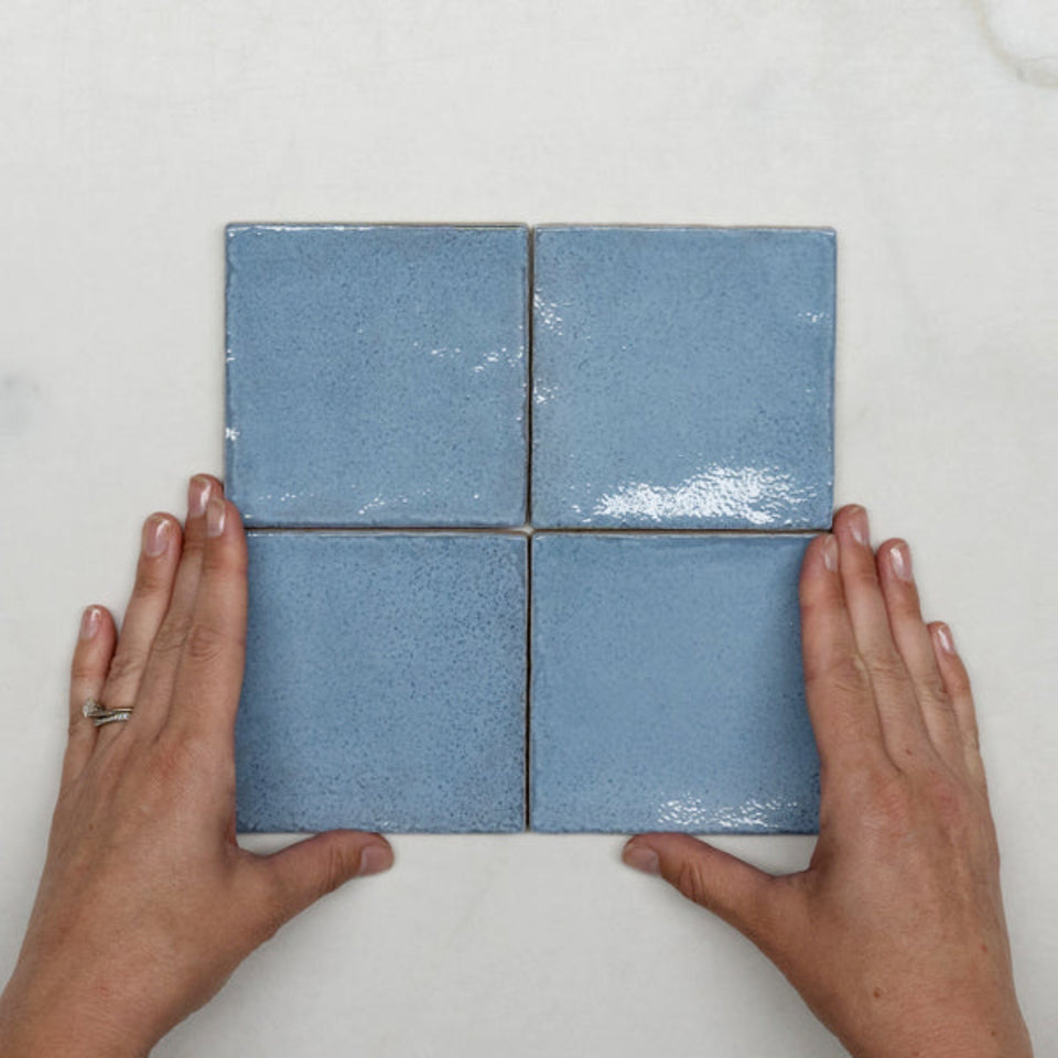 Ash Blue Dianna Zellige Tile 100 x 100 x 9mm Spanish Ceramic