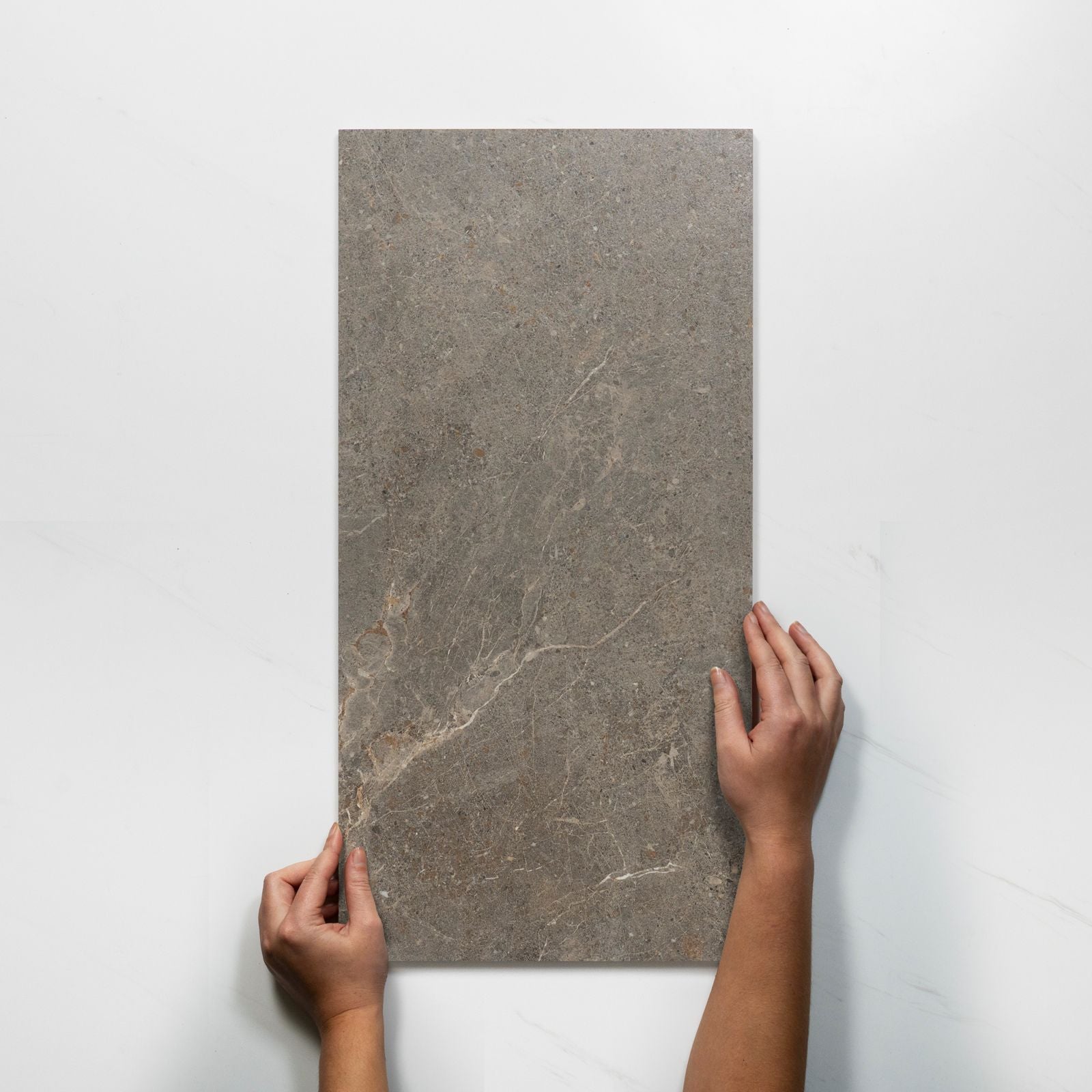 Single with Hand Auralis Grey Brown Honed Porcelain Tile 300 x 600mm 36ARDASH - The Blue Space