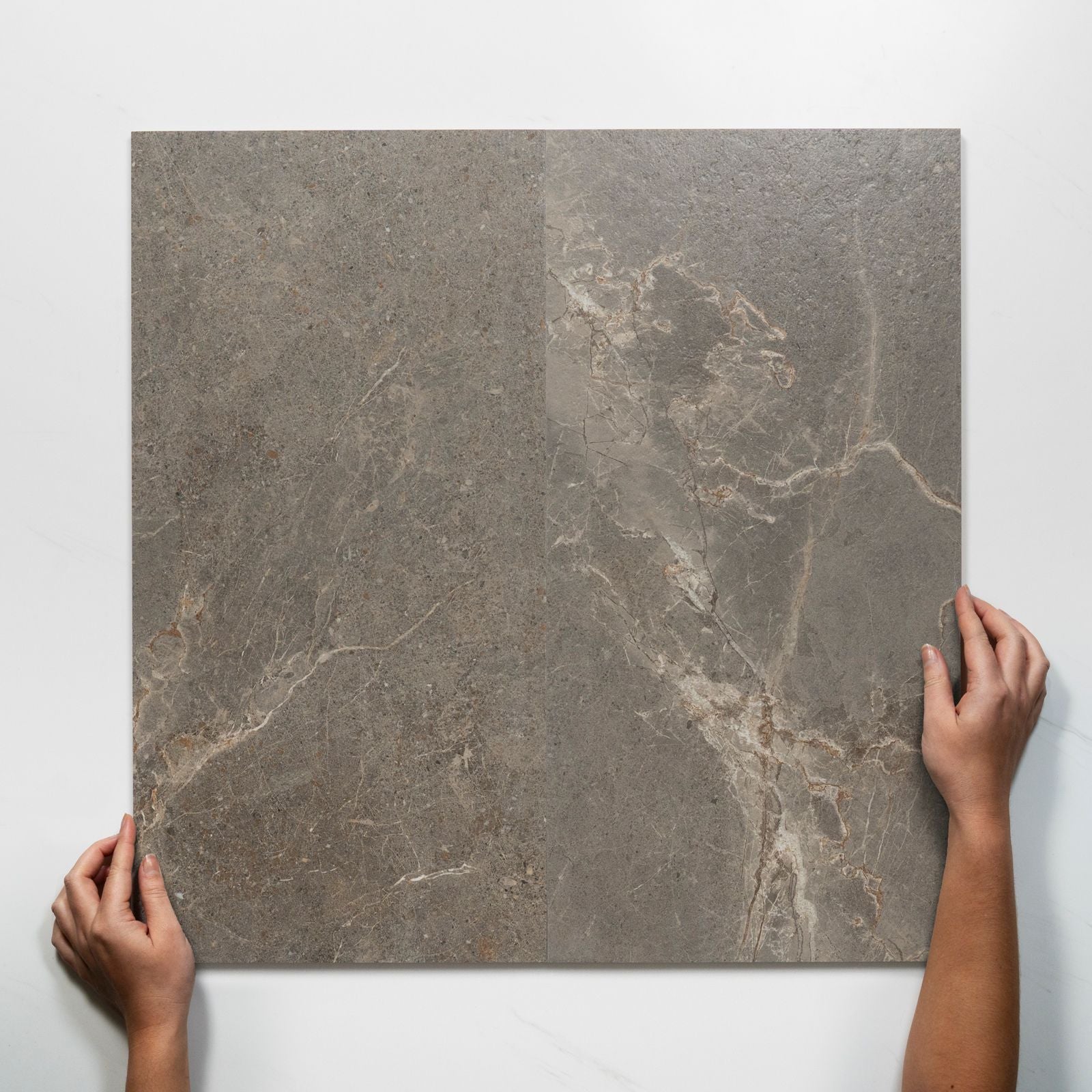 Double WIth Hand Auralis Grey Brown Honed Porcelain Tile 300 x 600mm 36ARDASH - The Blue Space