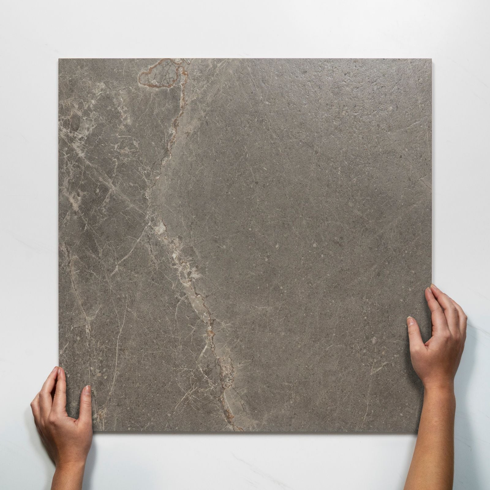 Single With Hand Auralis Grey Brown Honed Porcelain Tile 600 x 600mm 6ARDASH - The Blue Space