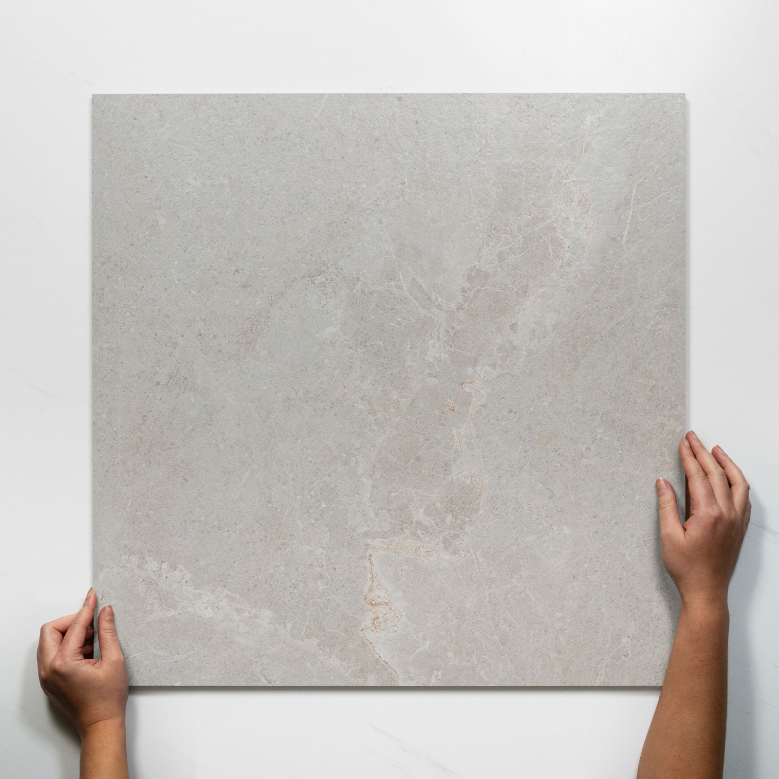 Single With Hand Auralis Warm Grey Honed Porcelain Tile 600 x 600mm 6ARDLGH - The Blue Space