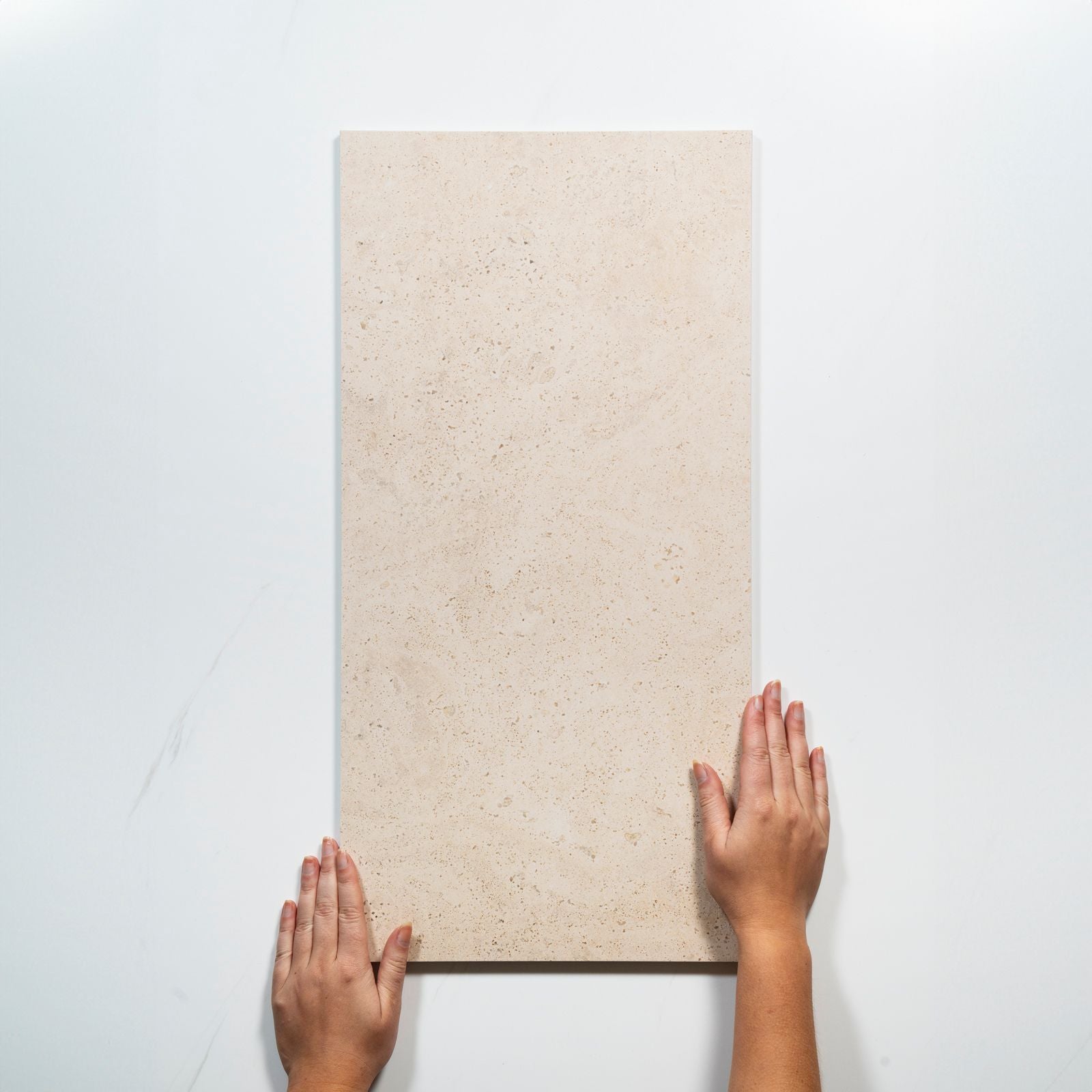 With Hand Avorio Cream Travertine Look Matte Porcelain Tile 300 x 600mm CLAIVTG1 - The Blue Space