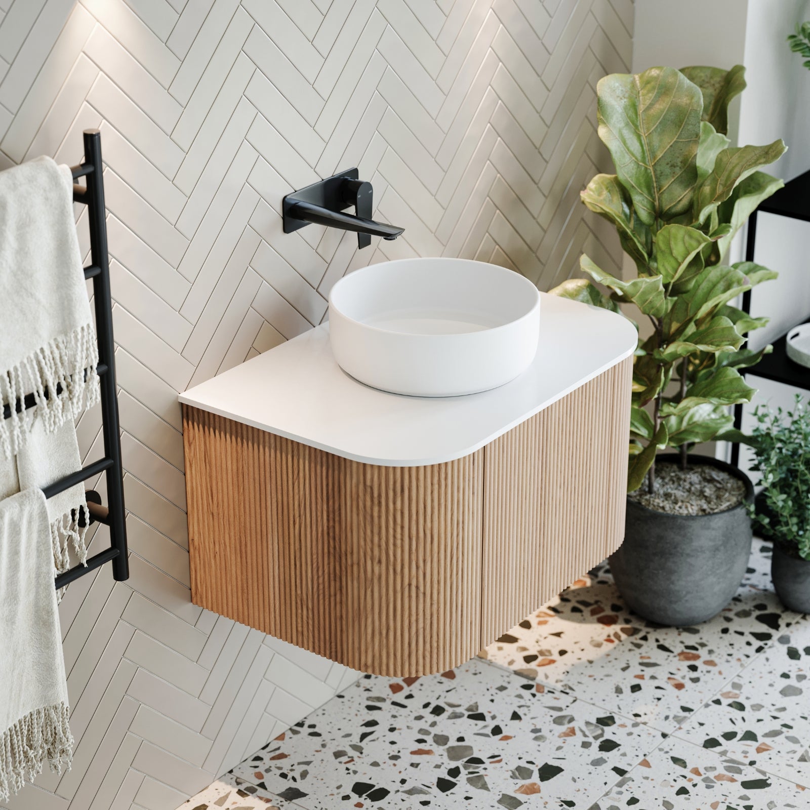 Lifestyle 1 Bao Round 360mm Above Counter Basin - Matte White BAO10360MW - The Blue Space