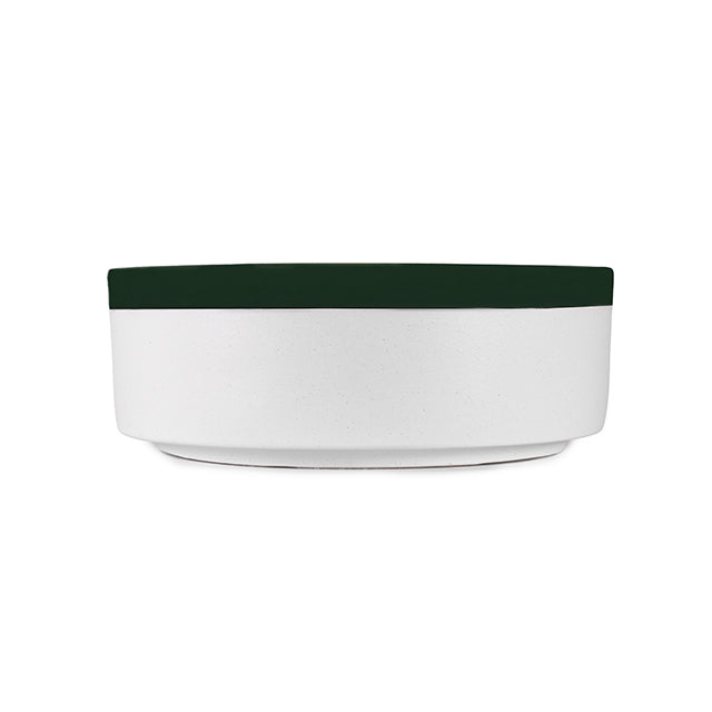 Bao Round 370mm Matte White Texture and Dark Green Above Counter Basin | The Blue Space