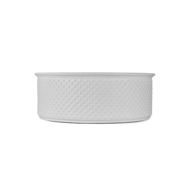 Bao Round 380mm Above Counter Diamond Embossed Basin - Matte White Textured | The Blue Space