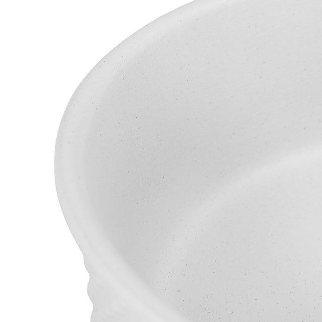 Bao Round 380mm Above Counter Diamond Embossed Basin - Matte White Textured | The Blue Space